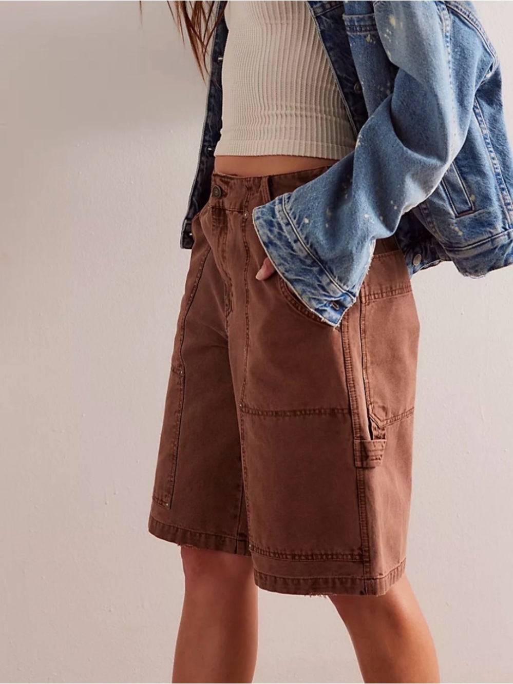 Free People Brown Bayside Carpenter Shorts